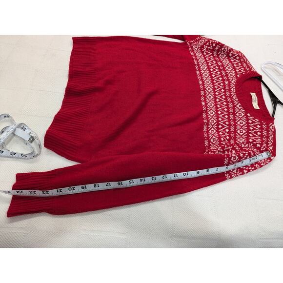 Women's Red and White knit Fair Isle style sweater by Faded Glory size L (12/14) - Picture 7 of 7